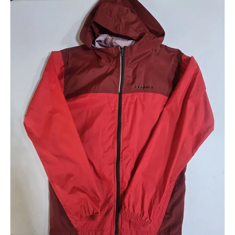 Columbia Windbreaker Jacket Kids XL 18/20 Red Maroon‎ Colorblock Gorpcore RB3416